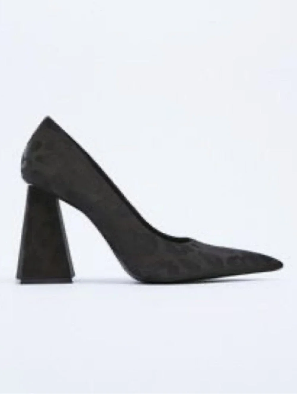 Zara Womens Printed Fabric Black Block heel shoes Size 6 Wedding Guest Preppy
